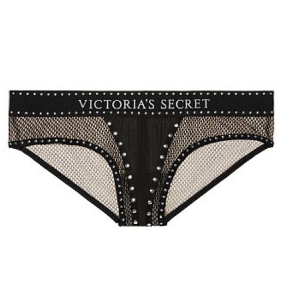 VS x BALMAIN Black Studded Fishnet Panty NWT M